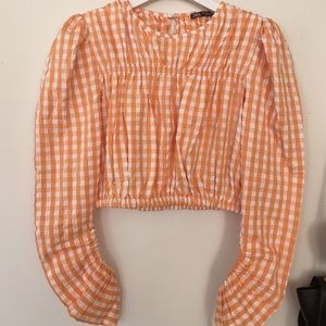 Zara crop top women check shirt vintage style.